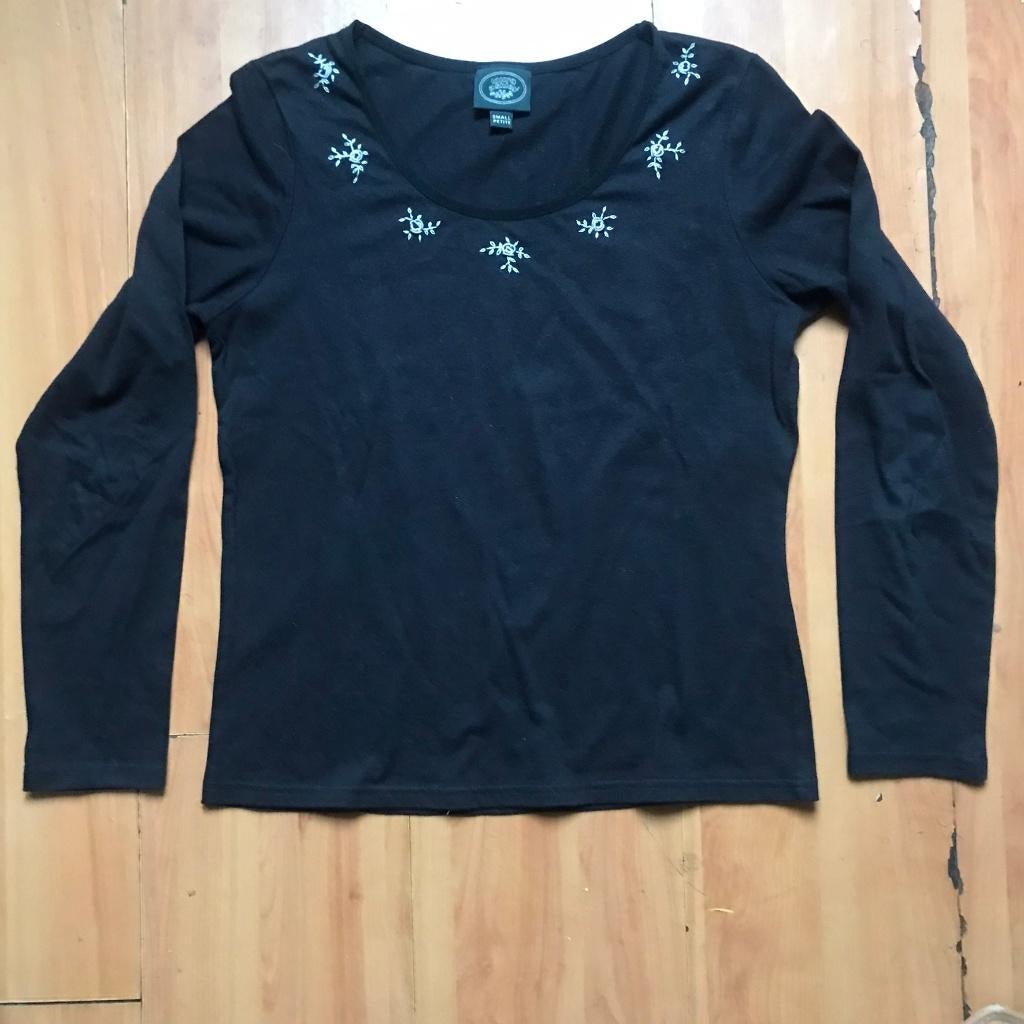 T shirt Laura Ashley, Zwart, Ophalen of Verzenden, Zo goed als nieuw, Lange mouw