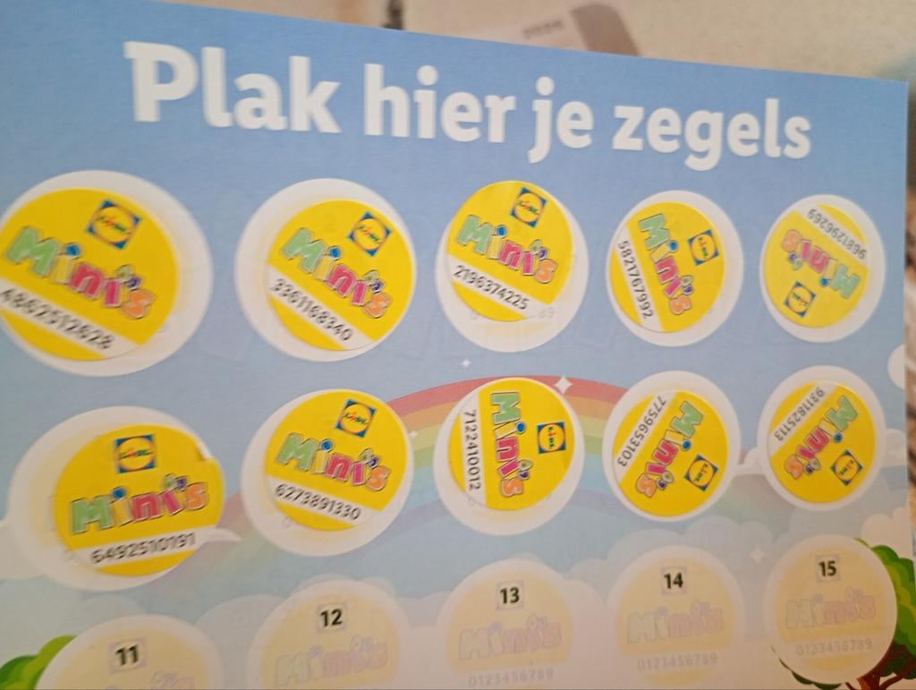 Lidl Mini's zegeltjes  / spaarzegels 1 1/2 spaarkaart vol, Lidl, Ophalen of Verzenden