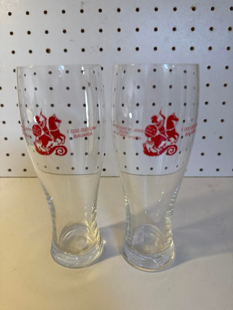 Bierglazen met afbeelding Sint Joris met de draak, Ophalen of Verzenden, Gebruikt, Glas of Glazen, Bavaria