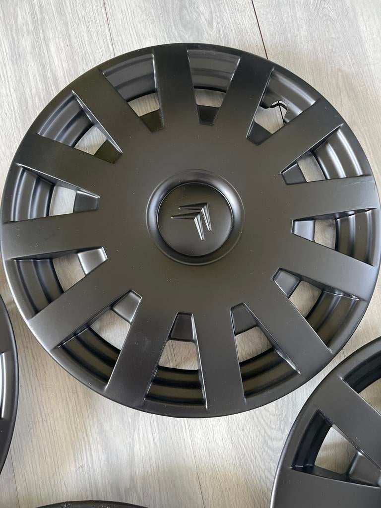 Wieldoppen Citroën C2 15 inch - Mat Zwart, Auto diversen, Wieldoppen, Ophalen of Verzenden, Gebruikt