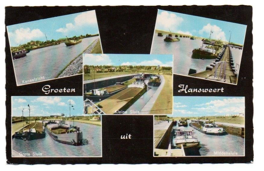 Groeten uit Hansweert kanaal binnen scheepvaart 1965, Ophalen, 1960 tot 1980, Gelopen, Zeeland