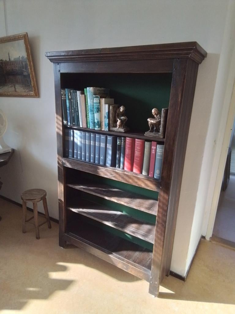 Fraaie Eikenhouten boekenkast, Ophalen, Gebruikt, 25 tot 50 cm, 100 tot 150 cm