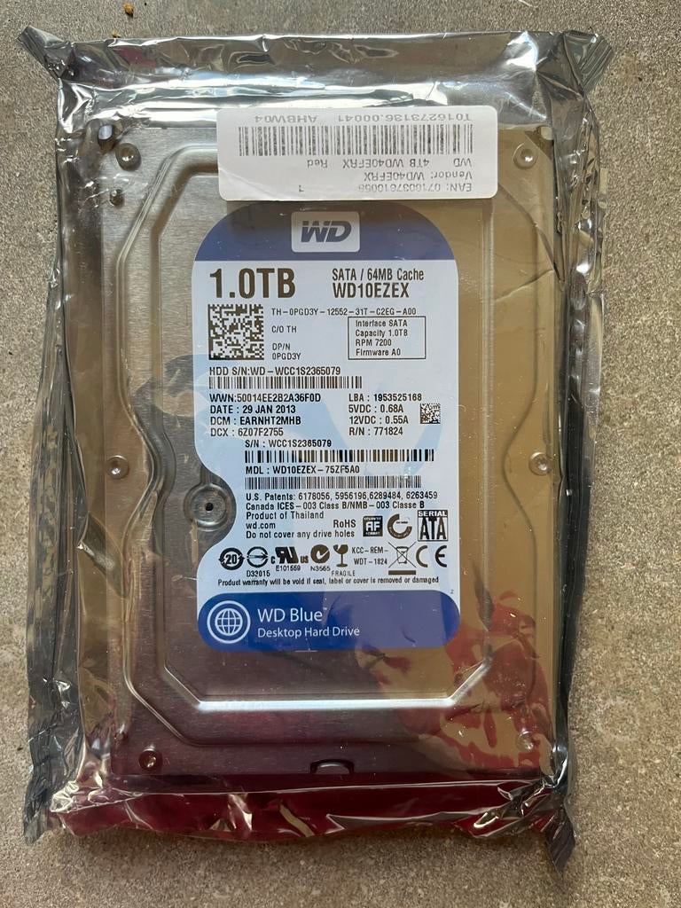 WD Blue 1TB HDD Desktop Harde Schijf SATA Nieuw OTB, Computers en Software, Harde schijven, Intern, Nieuw, Ophalen of Verzenden