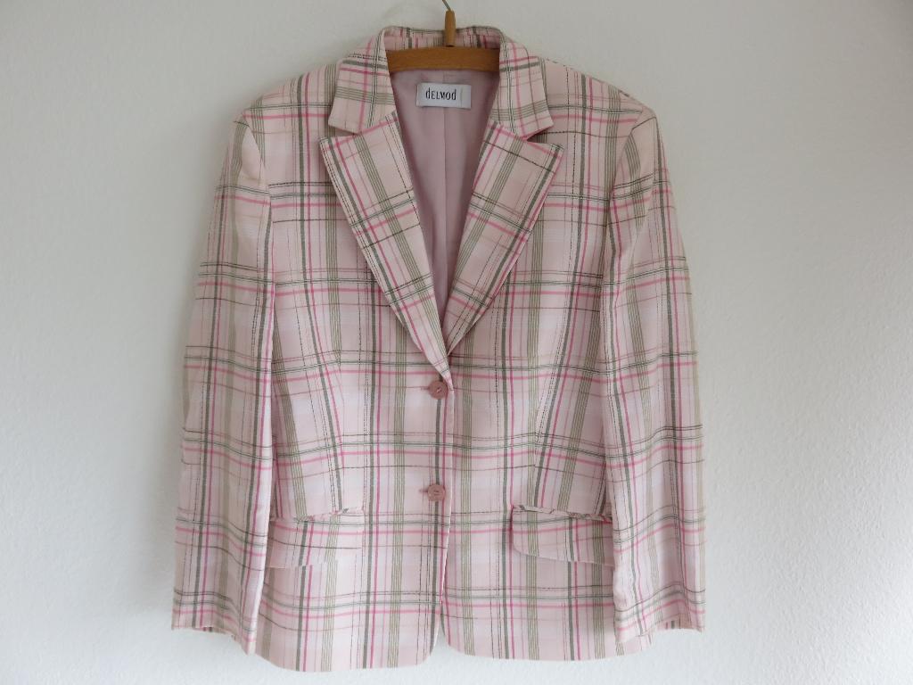 Delmod Jasje blazer roze met groene ruit maat 40, Maat 38/40 (M), Delmod, Ophalen of Verzenden, Zo goed als nieuw