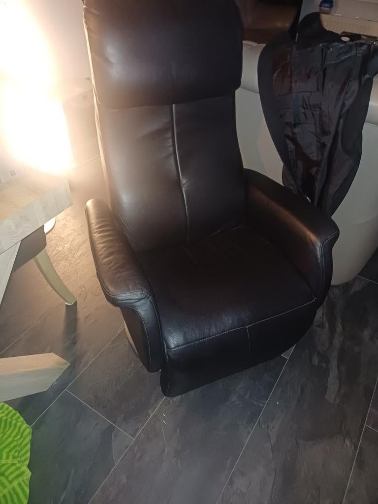 Zwarte leren fauteuil, Ophalen of Verzenden