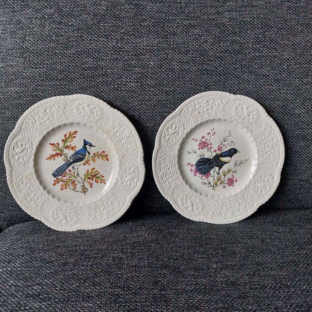 Set van 2 decoratieve borden met vogelmotief, Antiek en Kunst, Ophalen of Verzenden