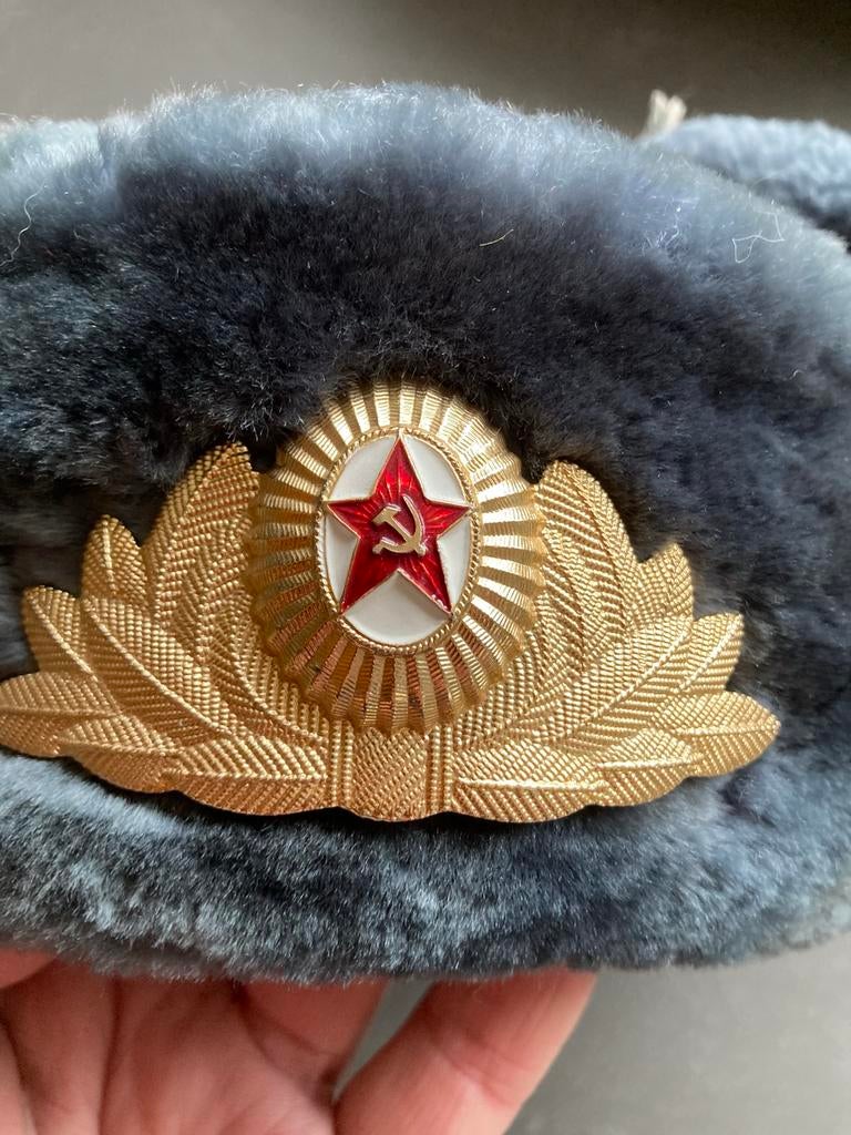 Originele Russische Muts - Ushanka met Sovjet-embleem, Hoed, W, Ophalen of Verzenden, W