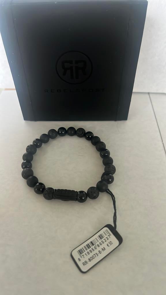 Rebel & rose natuurstenen armband, Ophalen of Verzenden, Nieuw, Zwart, Overige materialen