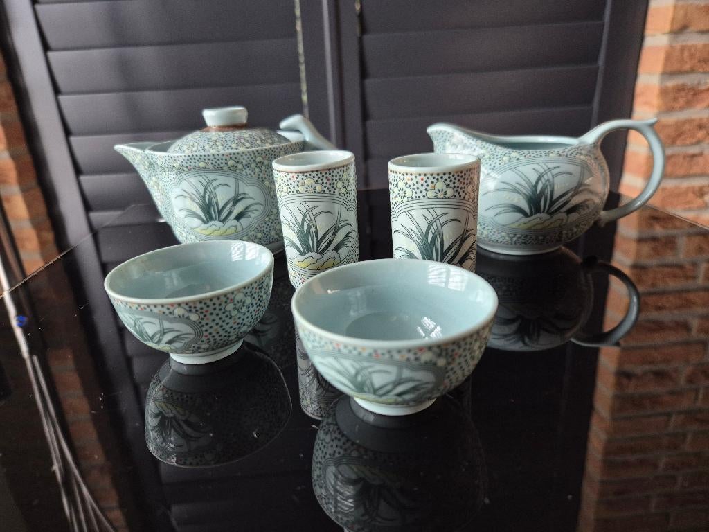 China | Qianlong Niam Zhu merkteken | turquoise theeservies, Ophalen of Verzenden