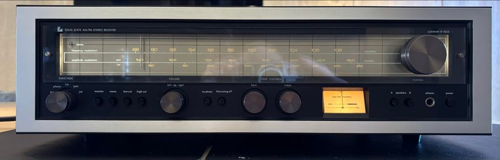 Luxman R-1035 Receiver - Gereviseerd & Mooie Houten Kast, Audio, Tv en Foto, Versterkers en Receivers, Overige merken, Ophalen of Verzenden