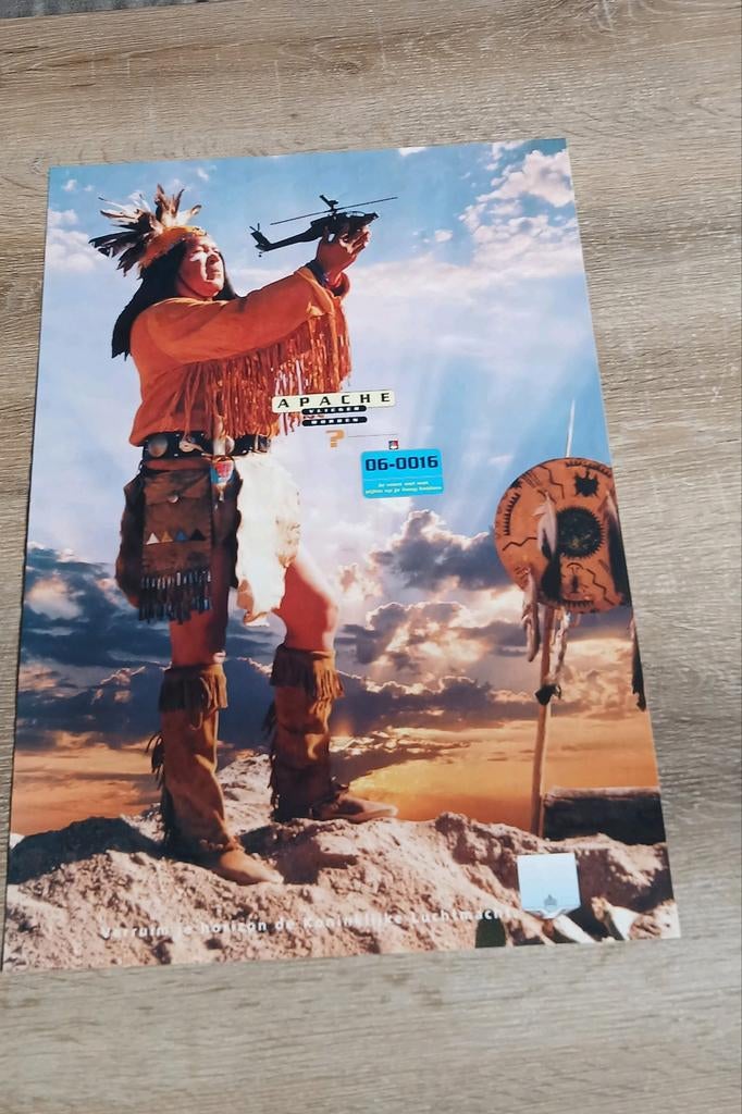 Vintage poster luchtmacht KL apache indiaan western militair, Ophalen of Verzenden, Luchtmacht, Nederland, Foto of Poster