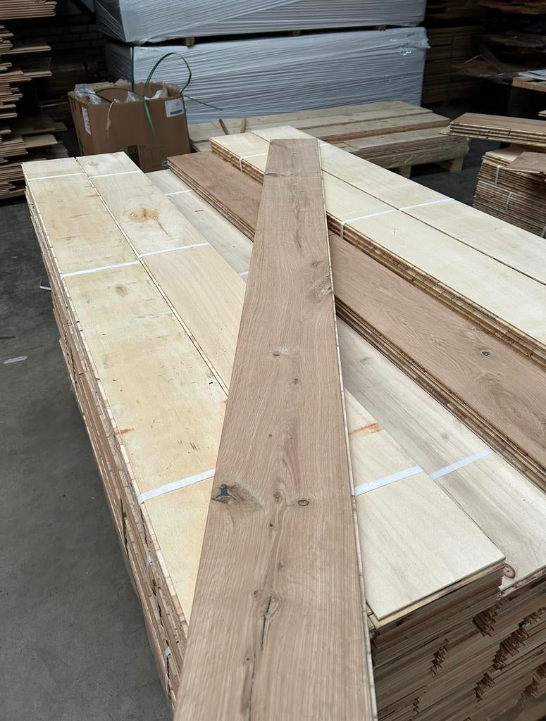 Eiken vloeren visgraat multiplank restpartijen parket, Parket, Nieuw, Ophalen of Verzenden, 10 tot 30 cm