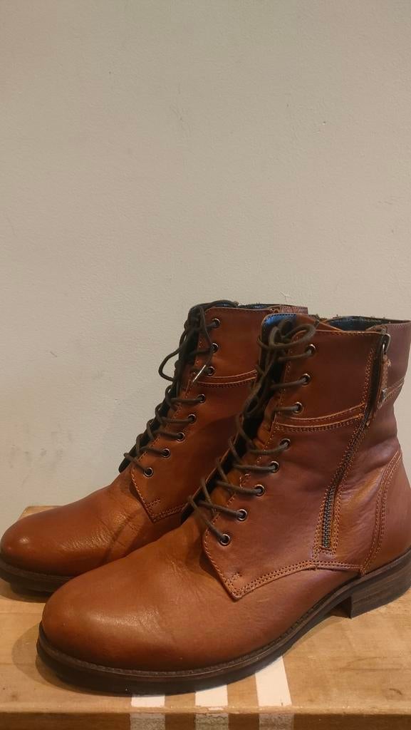 Helioform Cognac Leren Bikerboot K-Wijdte maat 40 (6,5), Kleding | Dames, Schoenen, Ophalen, Nieuw, Bruin