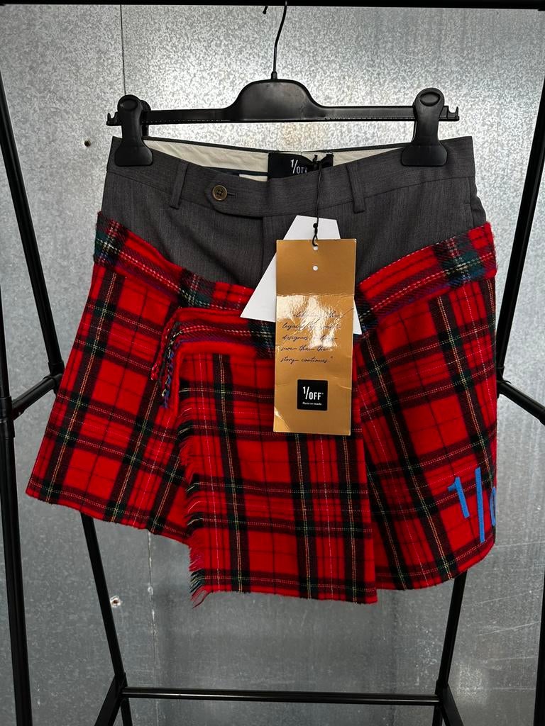 1/off paris rok M 1 off  checkred skirt scarf €450 remade, Ophalen of Verzenden, Nieuw, Boven de knie