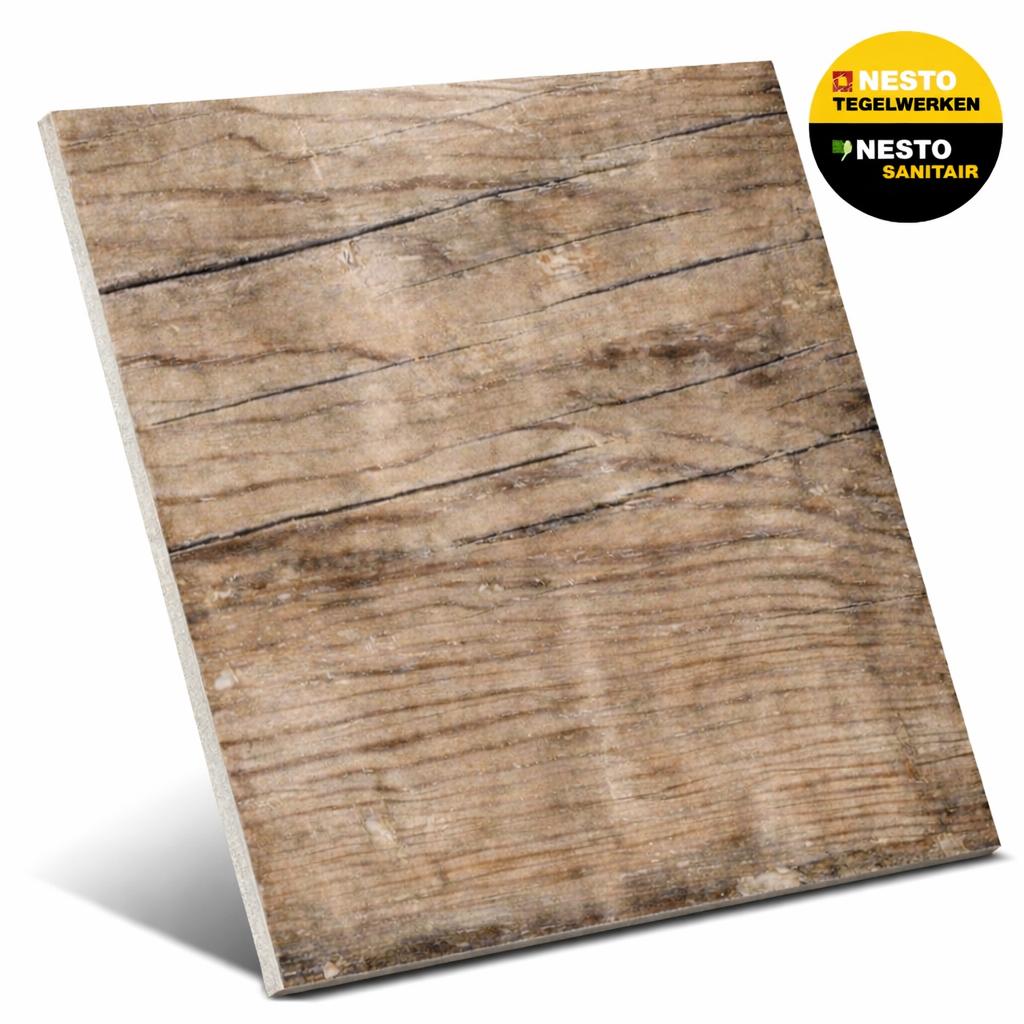 Restpartij houtlook tegels – Colonial Teca, Ophalen, Steen of Klei, Nieuw, Minder dan 50 cm