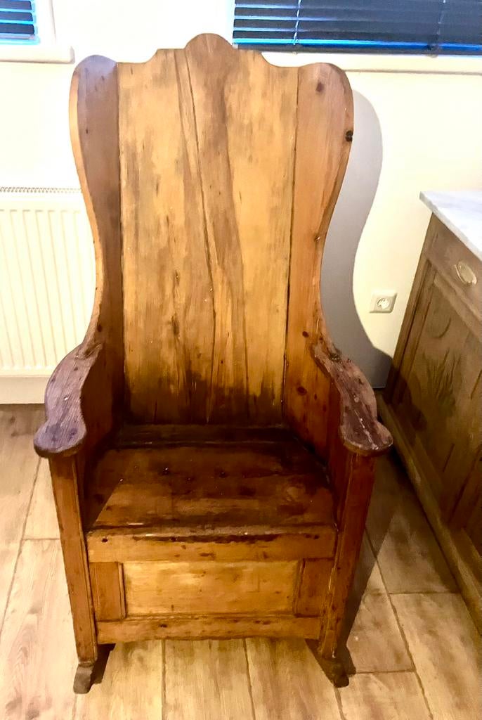 Schitterende teak schommelstoel uit Soerabaja (Indonesie)., Ophalen, Gebruikt, Hout, Eén