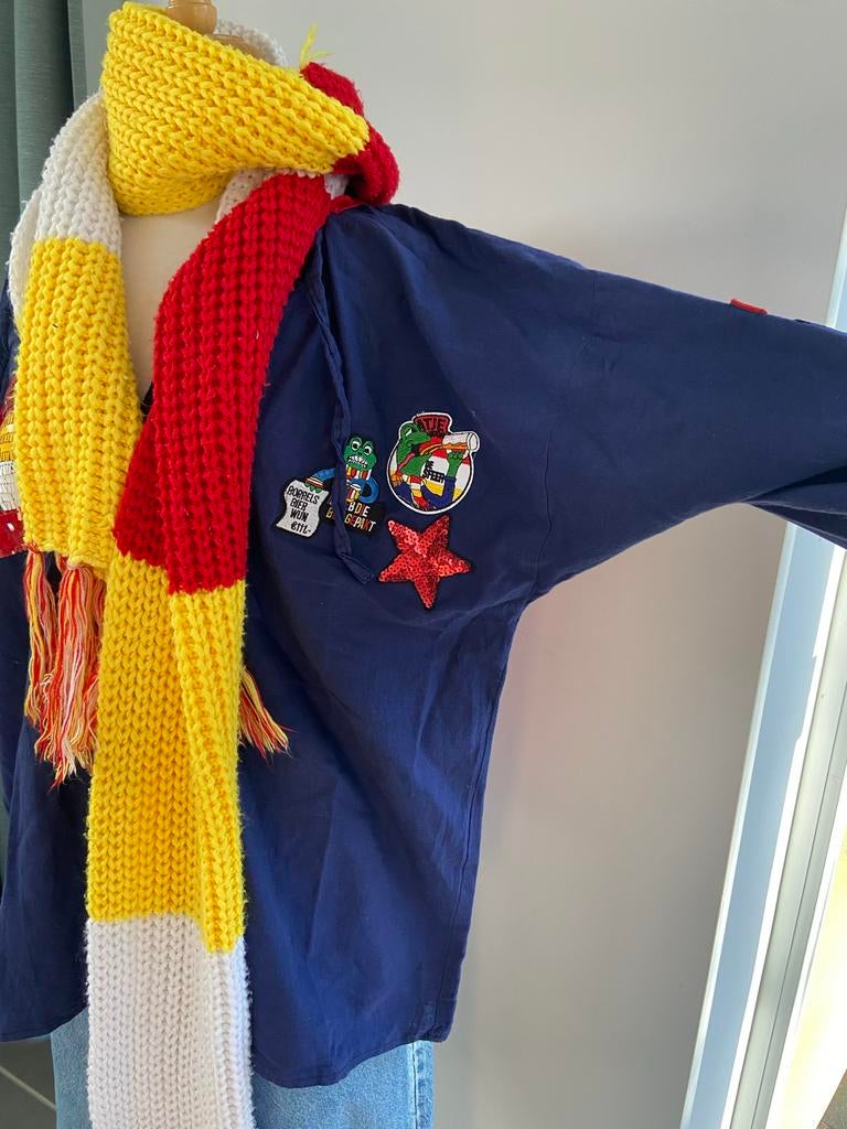 Boerenkiel oeteldonk met pailetten en zakdoek, Kleding | Heren, Carnavalskleding en Feestkleding, Maat 52/54 (L), Carnaval, Ophalen of Verzenden