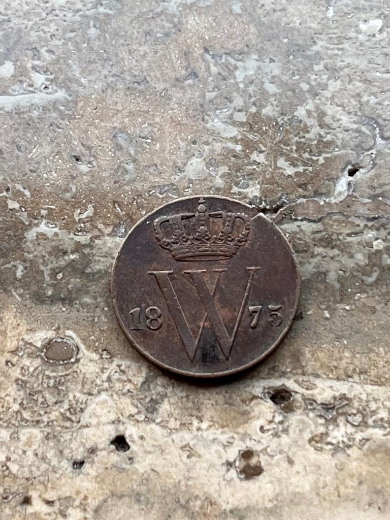 1/2 cent 1875 Willem III, mooie kwaliteit, Postzegels en Munten, Munten | Nederland, Ophalen of Verzenden, Koning Willem III, Losse munt