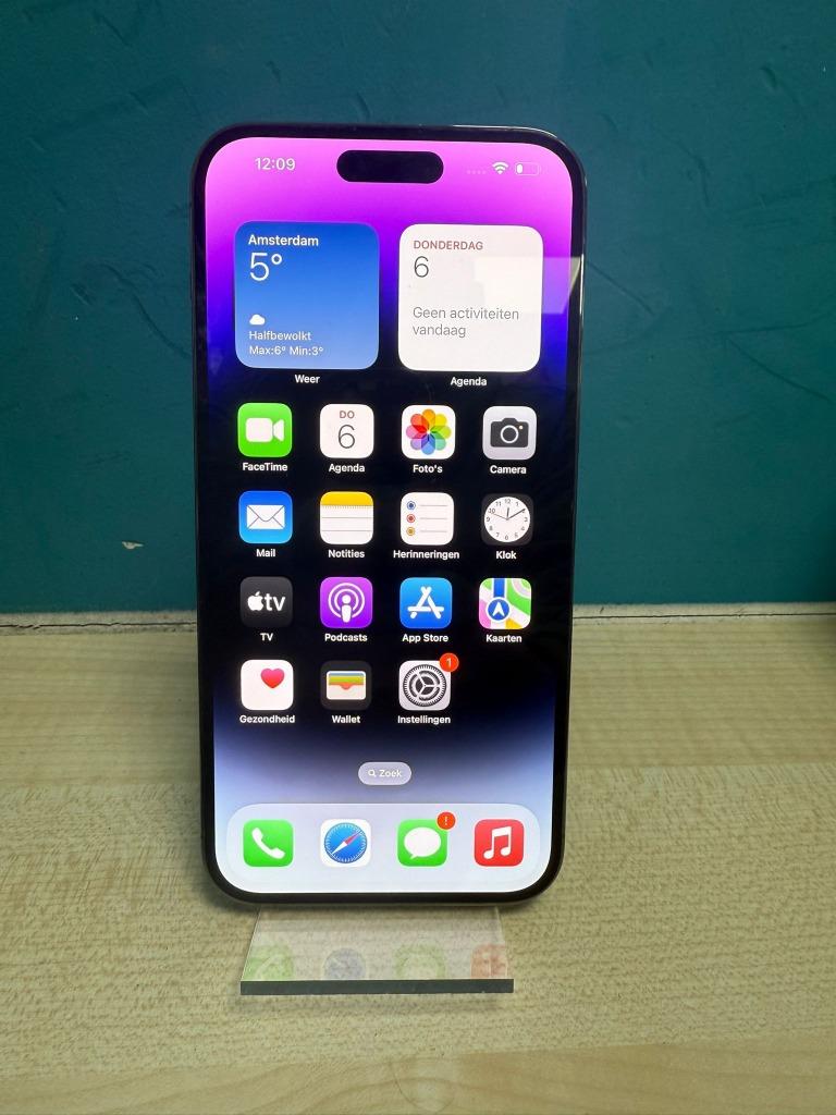 Apple iPhone 14 Pro Max 128GB Spacegrey - 2e hands - 100%, 128 GB, Zwart, Ophalen of Verzenden, Zo goed als nieuw