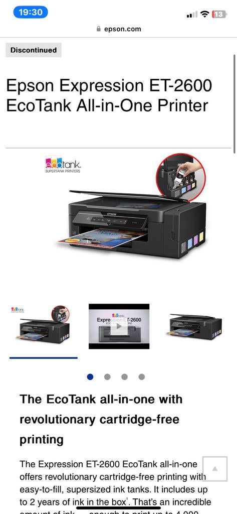 Gezocht: Defecte Epson EcoTank ET-2600, Computers en Software, Printers, Ophalen of Verzenden, Zo goed als nieuw