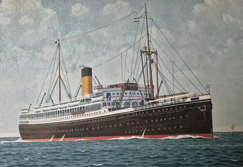 Ned.Passagiersschepen in verf,potlood en inkt.1920-1980, Antiek en Kunst, Kunst | Schilderijen | Klassiek, Ophalen of Verzenden