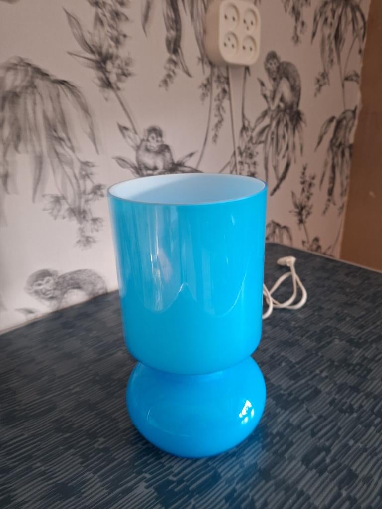 Vintage Blauwe Ikea Tafellamp, Huis en Inrichting, Lampen | Vloerlampen, Ophalen of Verzenden, Zo goed als nieuw, Minder dan 100 cm