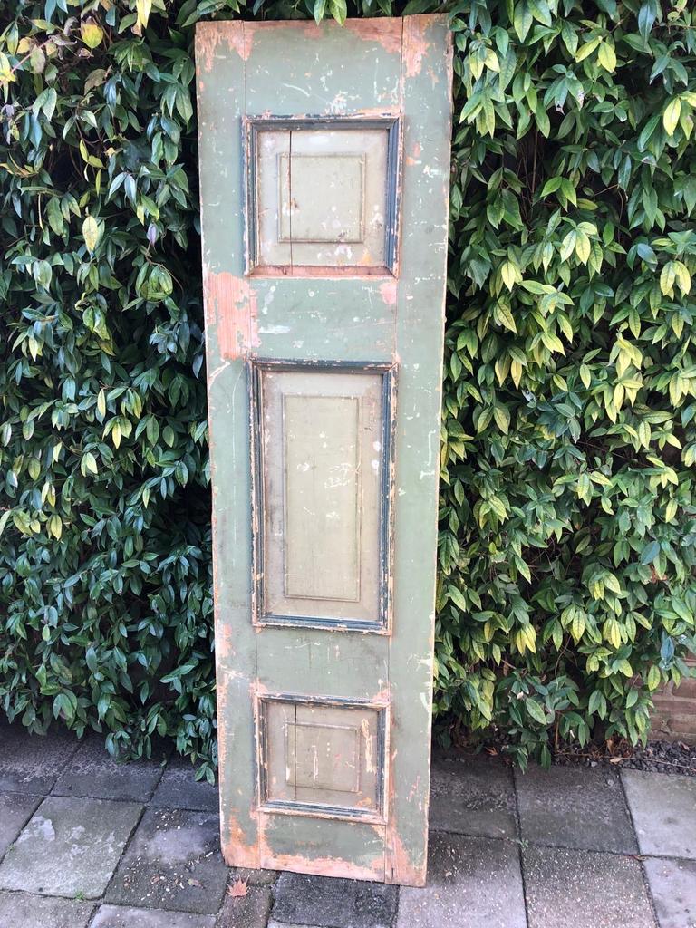 Oud Frans paneel/luik, groen gepatineerd, Ophalen