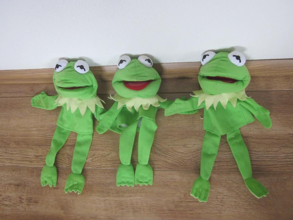 3x Kermit de Kikker Albert Heijn handpop The Muppets serie, Kinderen en Baby's, Speelgoed | Knuffels en Pluche, Nieuw, Kikker