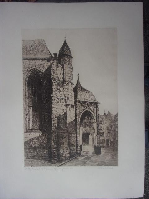 Woerd, C.M. v.d.- St. Stephenkerk te Nijmegen Originele Ets, Ophalen of Verzenden