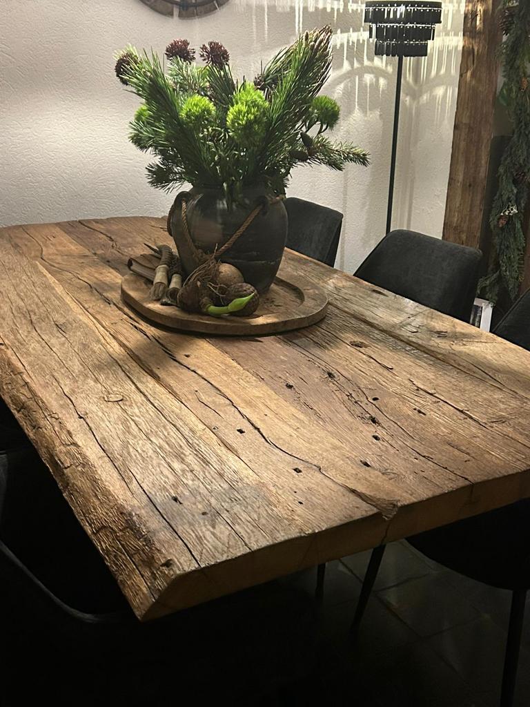 Robuuste eettafel stoer sober landelijk indutrieel, Huis en Inrichting, Tafels | Eettafels, Zo goed als nieuw, 50 tot 100 cm, 200 cm of meer