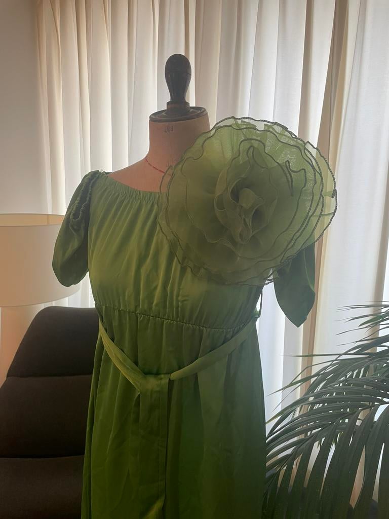 Lange jurk appelgroen maat 36 - carnaval bal thema feest, Carnaval, Ophalen of Verzenden, Zo goed als nieuw, Kleding