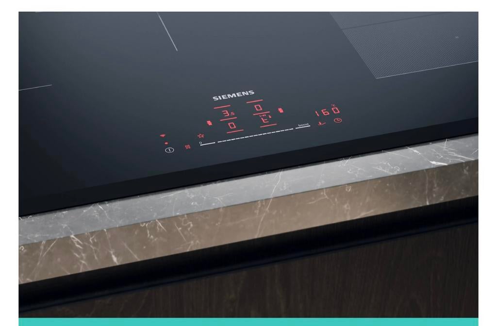 ED877FQ25E Inductiekookplaat met afzuiging | SIEMENS, Zo goed als nieuw, Inbouw, Inductie, 4 kookzones