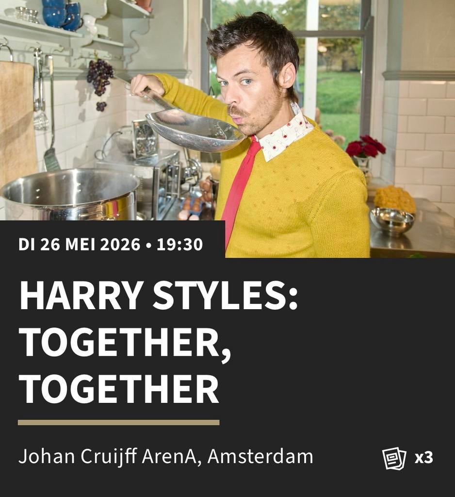HARRY STYLES 26 MEI 2026  3x zitplaats naast elkaar vak 409, Tickets en Kaartjes, Concerten | Pop, Drie personen of meer, Mei