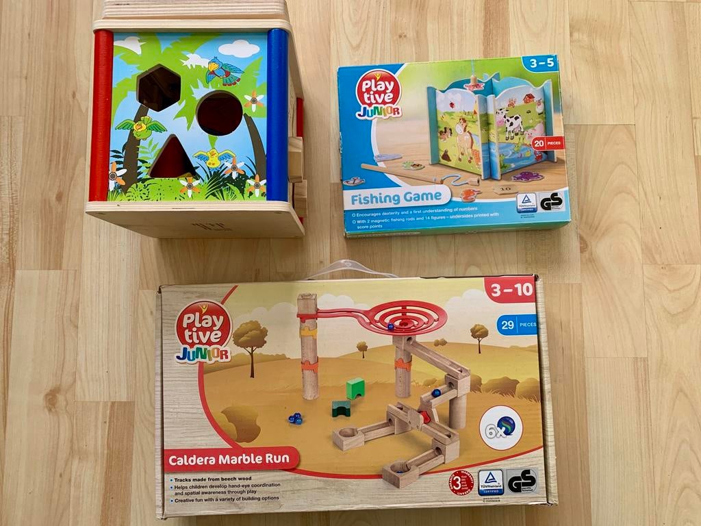 Playtive houten activiteiten kubus, knikkerbaan en vis spel!, Ophalen of Verzenden, Zo goed als nieuw