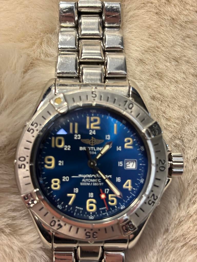 Breitling Superocean 1000m (ref. A17040) - Blauwe Wijzerplaa, Gebruikt, Staal, Breitling, Polshorloge