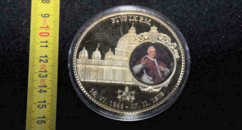 Gouden penning 24 karaats Paus Piux IX 1846-1878 Harlingen, Postzegels en Munten, Ophalen of Verzenden, Goud, Buitenland