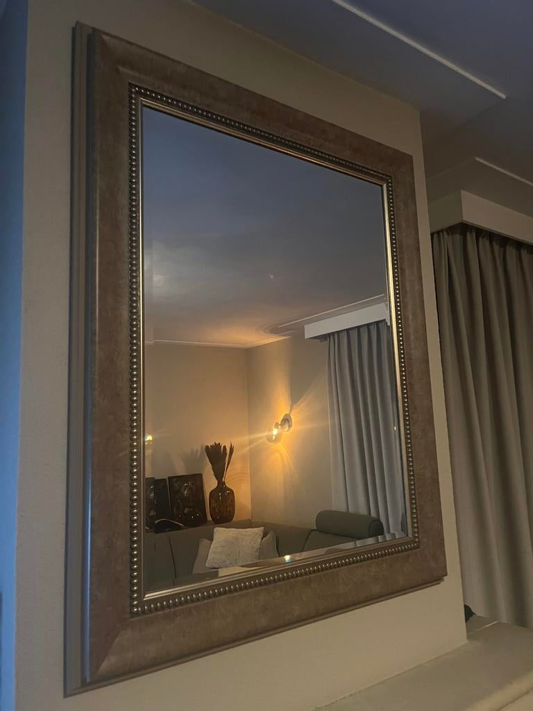 Rechthoekige spiegel met goud kleurige lijst, Ophalen, Rechthoekig