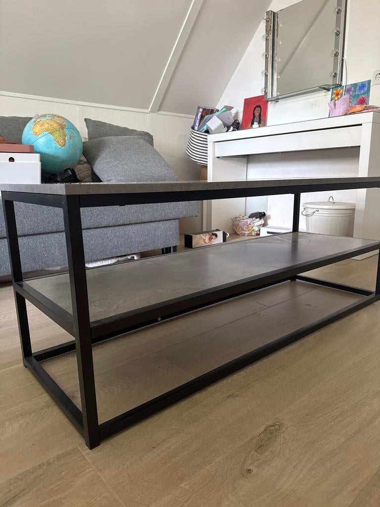 Sidetable met twee bladen, Ophalen, Gebruikt, 100 tot 150 cm, Metaal