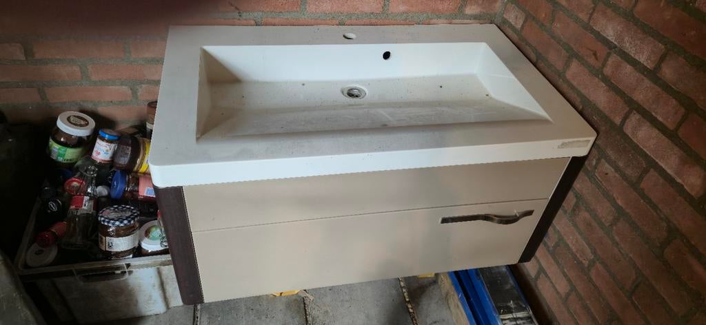Wastafelmeubel met lade, Huis en Inrichting, Badkamer | Badtextiel en Accessoires, Gebruikt, Overige typen, Beige, Ophalen