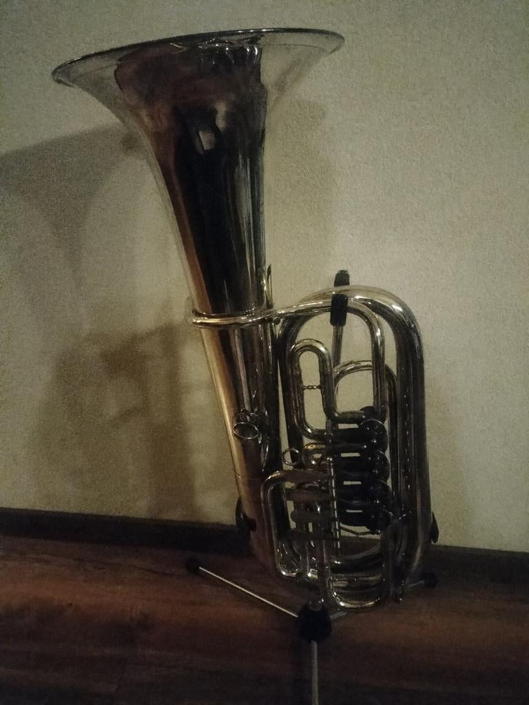 Miraphone vier ventielen rotor verzilverd, Ophalen, Zo goed als nieuw, Koperblazer, Met koffer of draagtas