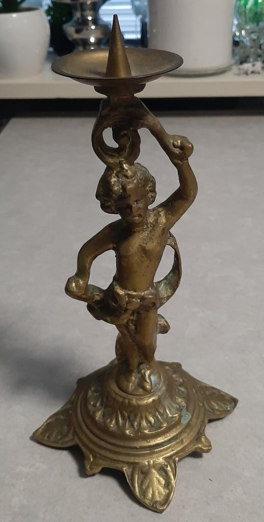 Zware koperen kaarsenstandaard, Antiek en Kunst, Ophalen of Verzenden, Koper of Brons