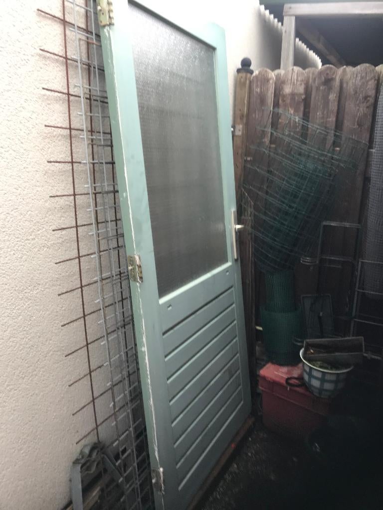 Hardhouten buitendeur met gewapend glas, Doe-het-zelf en Verbouw, Ophalen, Gebruikt, 80 tot 100 cm, Buitendeur