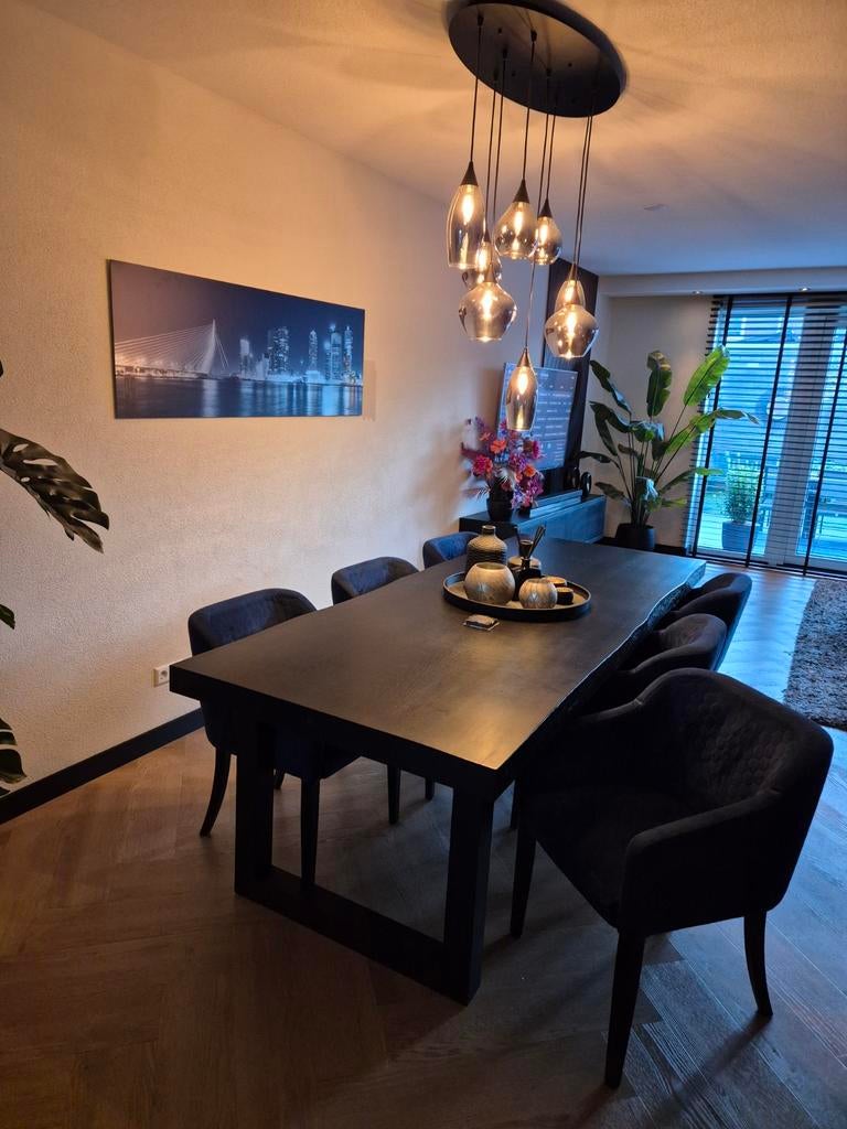 Compleet Eettafel set 6x stoel tafel 260x77x100, Ophalen, Zo goed als nieuw, Rechthoekig, 200 cm of meer