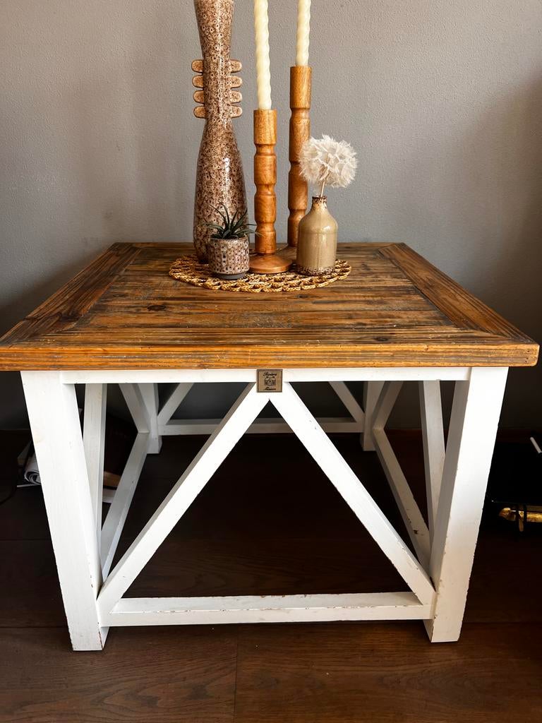 Riviera Maison bijzettafel of kleine salontafel, Minder dan 45 cm, Minder dan 55 cm, Gebruikt, Vierkant