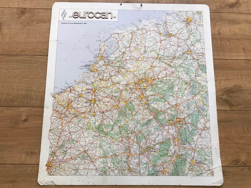 Vintage metalen reclamebord,sa eurocan nv, Ophalen, Zo goed als nieuw, Reclamebord