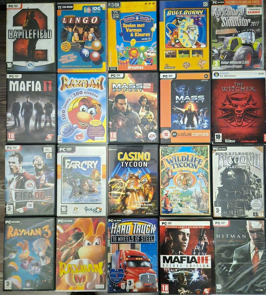 Grote collectie PC games - €1,- per stuk., Spelcomputers en Games, Games | Pc, Gebruikt, Overige genres, 1 speler, Vanaf 18 jaar