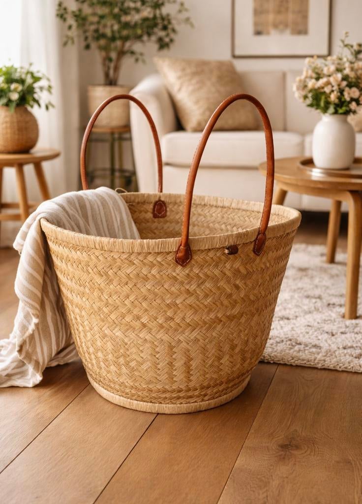 RIETEN MAND 🧺, Mand, Ophalen of Verzenden, Zo goed als nieuw, Riet