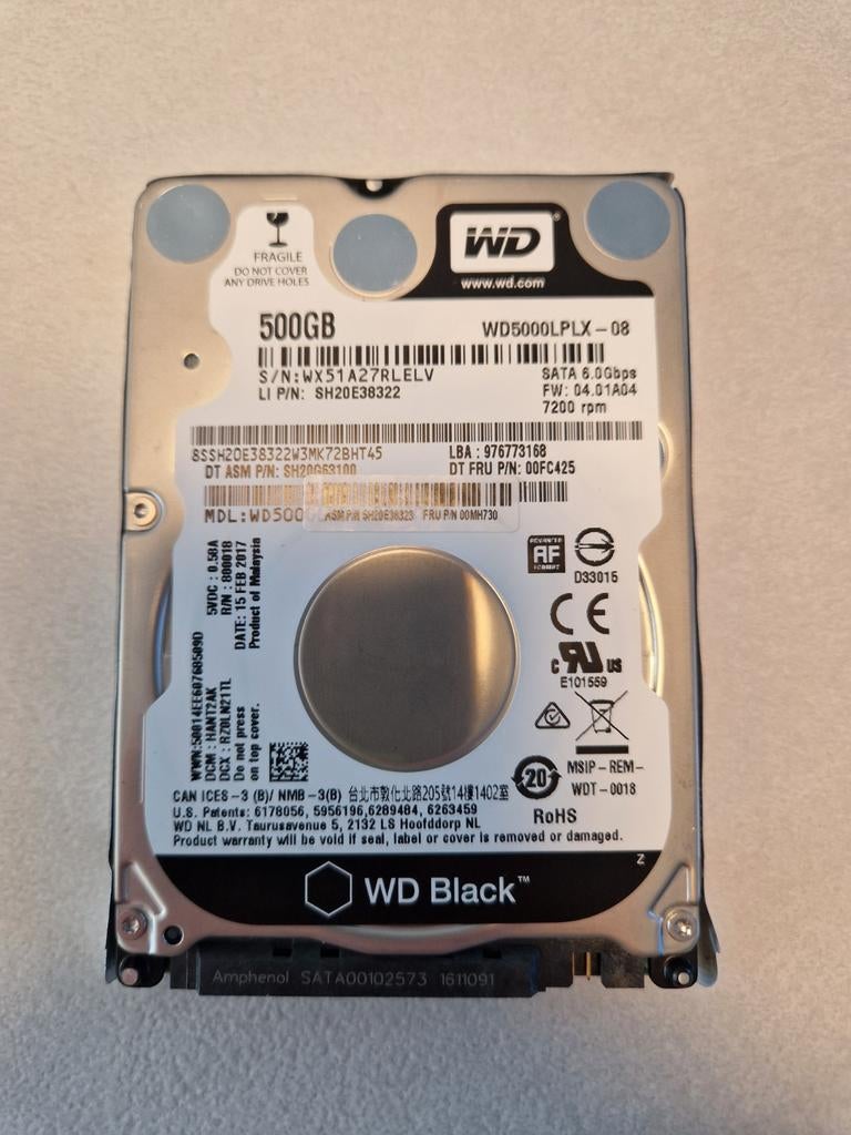 WD Black 500GB HDD schijf, Computers en Software, Harde schijven, Ophalen of Verzenden, Desktop