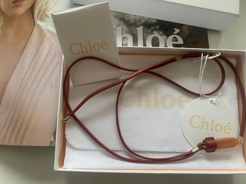 Chloé ketting edelsteen bruin NIEUW waarde € 480 ORIGINEEL, Ophalen, Bruin, Nieuw, Steen of Mineraal