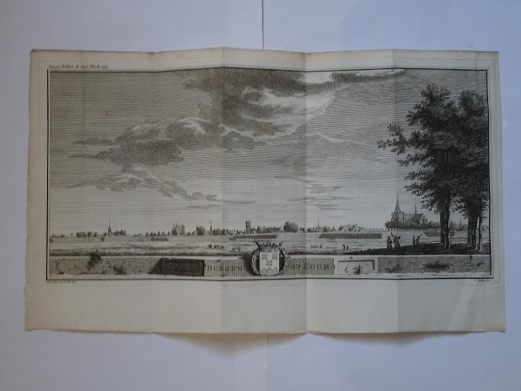 Gravure zicht op Bergen op Zoom, JC. Philips, 1745, Antiek en Kunst, Verzenden, Stadsgezicht, 1700 - 1799, Origineel
